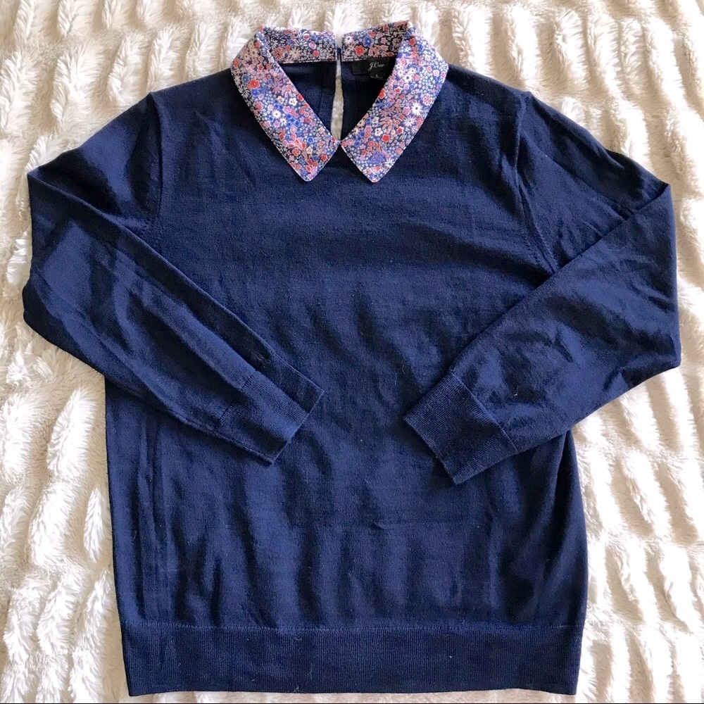 EUC J Crew Liberty London Print Collar Sweater